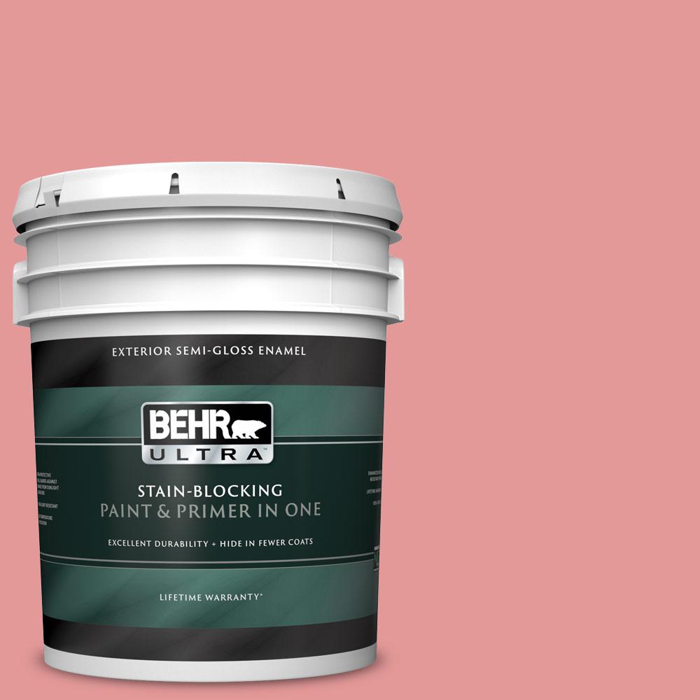 5 gal. #M160-4 She Loves Pink Semi-Gloss Enamel Exterior Paint and Primer in One